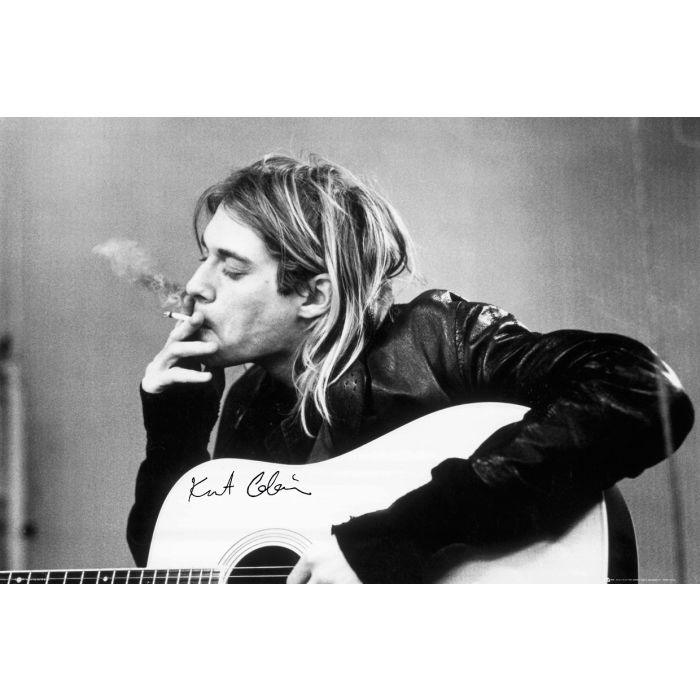 Kurt Cobain Smoking Guitar Poster | Iconic Music Art Print for Rock Fans 24inx36in