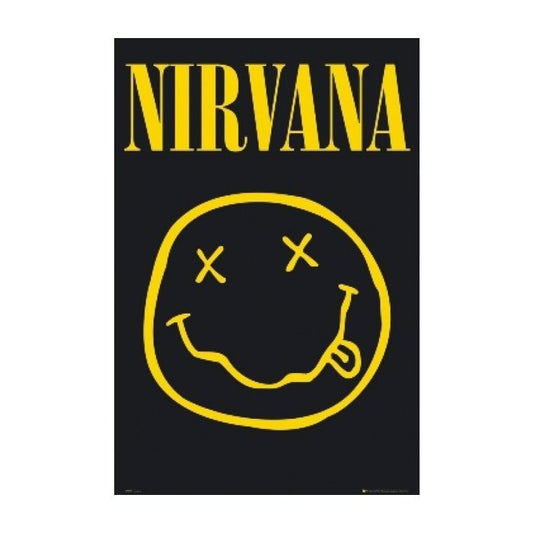 Nirvana Smiley Face Poster Grunge Rock Wall Art 24"x 36"