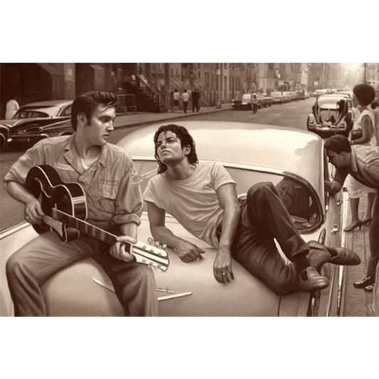 Elvis & Michael Jackson Poster Music Legends Wall Art 24"x 36"