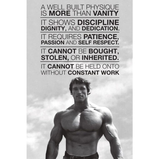 Arnold Schwarzenegger Discipline Poster Action Movie Icon Wall Art Inspirational Quote 24"x36"