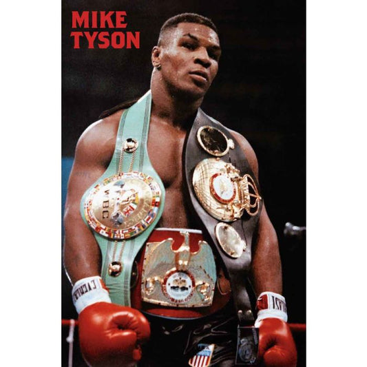 Mike Tyson Belts Poster Legendary Boxing Champion Art Print for Fans & Collectors 24inx36in