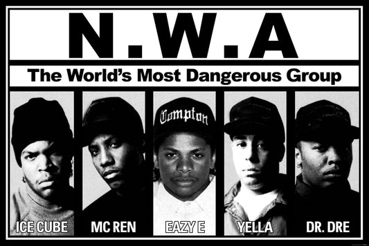 N.W.A. World's Most Dangerous Poster Classic Hip-Hop Wall Art 24"x 36"